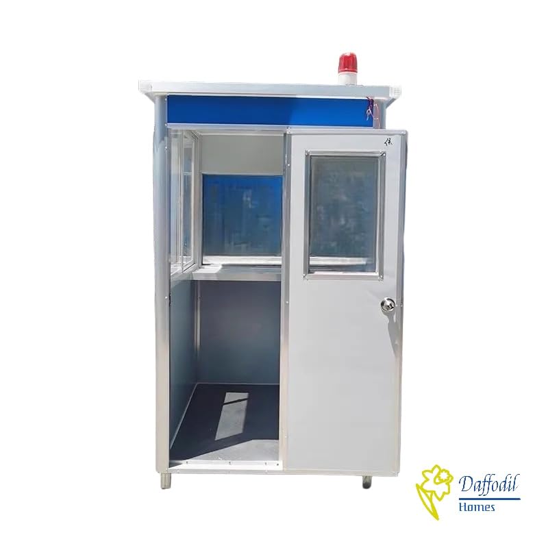 Portable Security Guard Cabin, Outdoor Modern Security Booth with Alarm Light