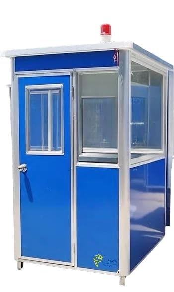 Portable Security Guard Cabin, Outdoor Modern Security Booth with Alarm Light