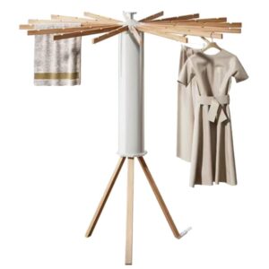 gototop clothes drying rack, cypress wood folding clothes airer octopus clothesline rack tripod washing line with 16 hanging bars for home indoor outdoor 40kg capacity