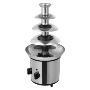 4 Tier Chocolate Fountain Machine, 170W Commercial Hot Chocolate Fondue Tower, Large Capacity Stainless Steel Chocolate Melting Heating Machine for Nacho Cheese Liqueurs Party Wedding