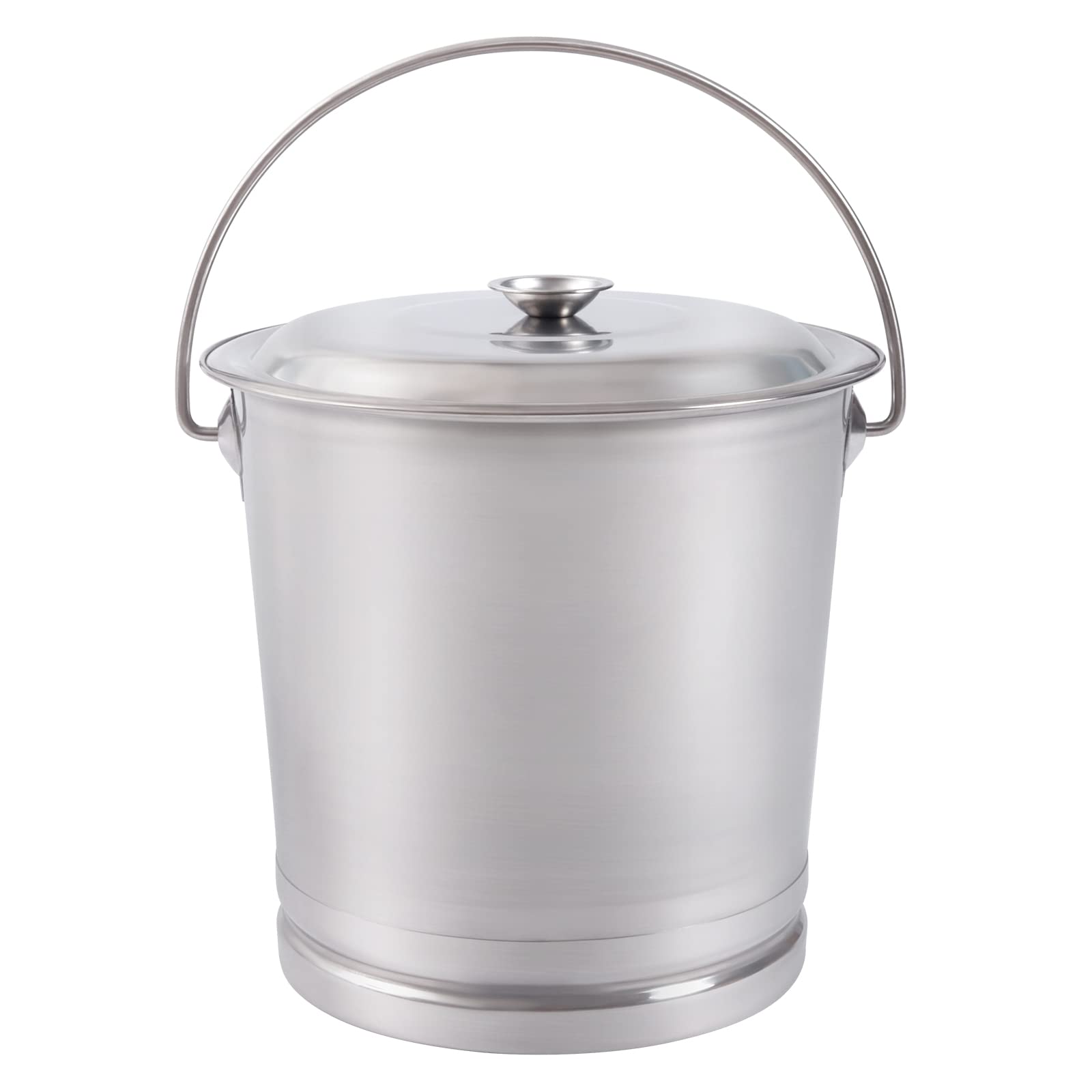 KONKENIE 14L Stainless Steel Bucket with Lid & Handle Coffee Tea Water Milk Pail Can Rice Grain Canister Food Storage Bucket Compost Bin Bucket Waste Trash Can for Kitchen Office Hotel Silver (14L)