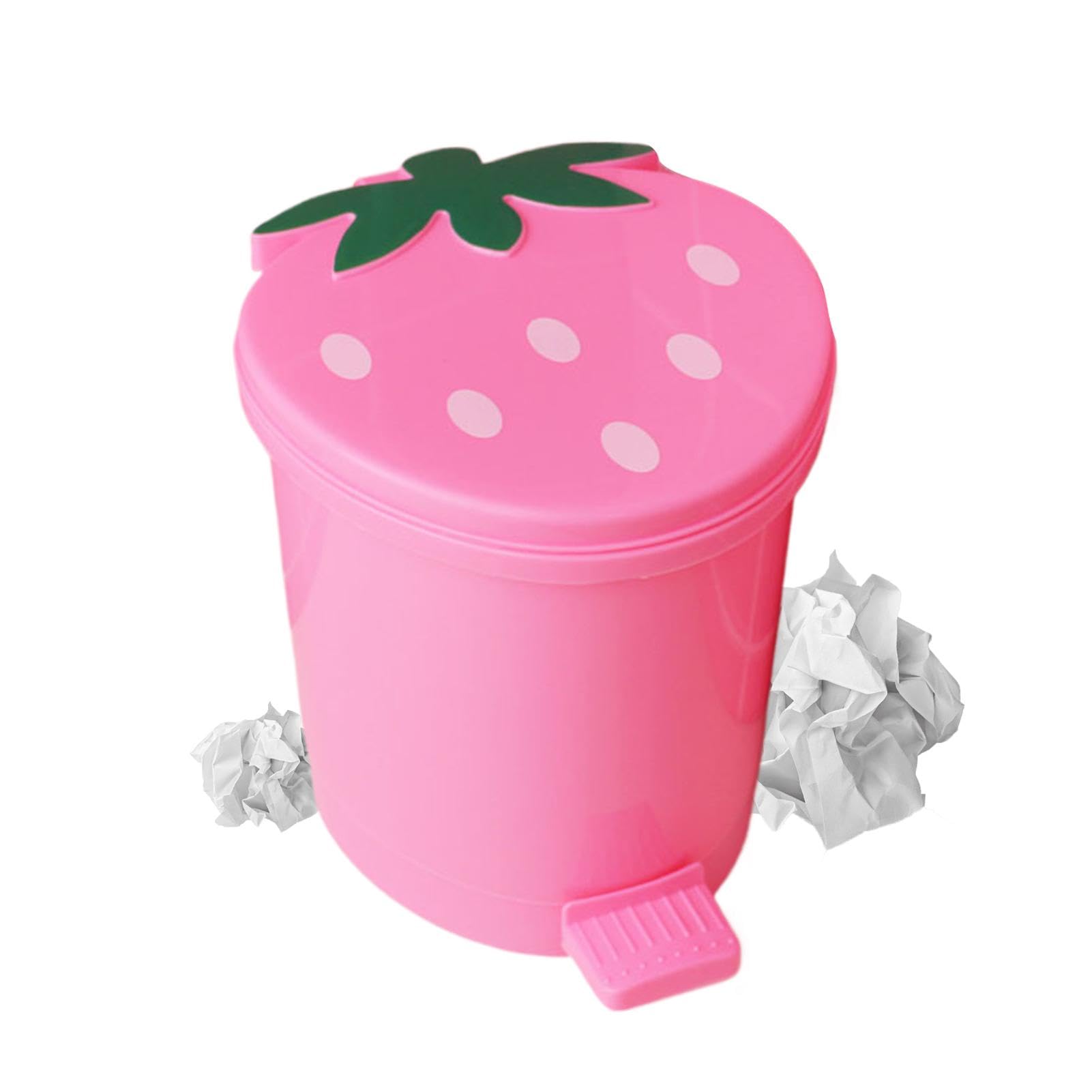 DISPRA Trash Can - Strawberry Junk Bin | Garbage Bin Waste Paper Organizer for Home Offices Living Room Kitchen | Countertop Storage Bucket | Countertop Trash Can - Trash Can