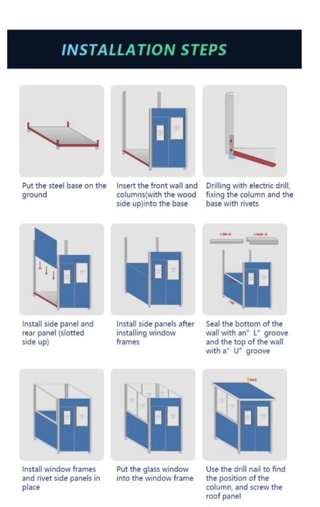 Portable Security Guard Cabin, Outdoor Modern Security Booth with Alarm Light