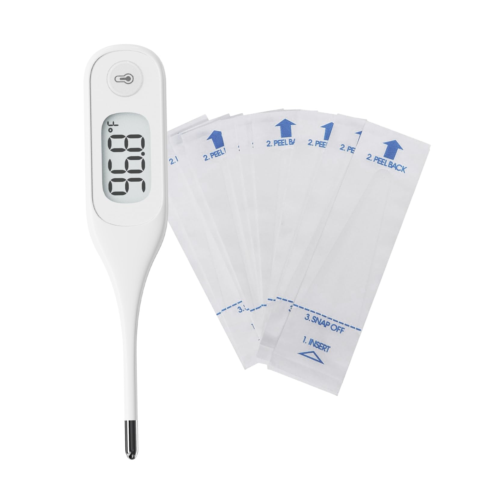 [Value Bundle] Berrcom Digital Thermometer DT101 & Berrcom Disposable Digital Thermometers Probe Covers Set of 100 for Adults and Kids DT100TZ