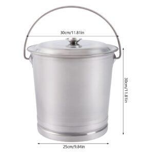 KONKENIE 14L Stainless Steel Bucket with Lid & Handle Coffee Tea Water Milk Pail Can Rice Grain Canister Food Storage Bucket Compost Bin Bucket Waste Trash Can for Kitchen Office Hotel Silver (14L)