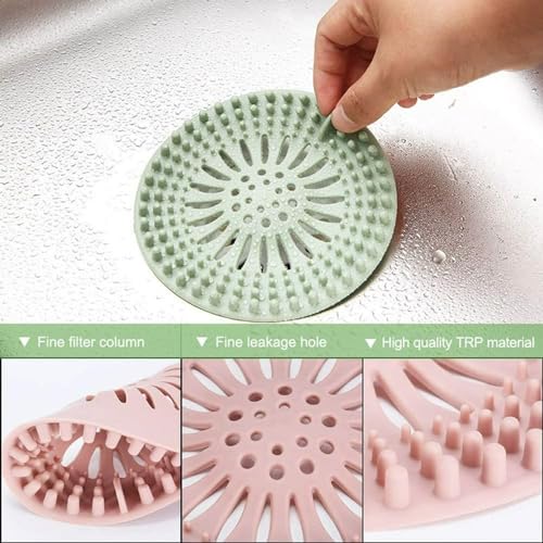 Hair Catcher Durable Silicone Hair Stopper Shower Drain Covers Easy to Install and Clean Suit for Bathroom Bathtub and Kitchen