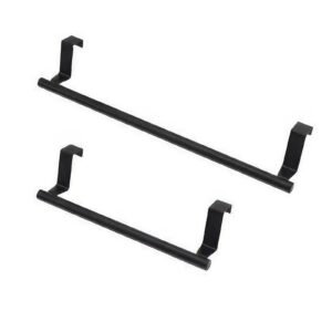 2-pcs over cabinet towel bar - convenient durable electroplated stainless steel kitchen towel rack for cabinet doors, 14.29" + 9.33" black set