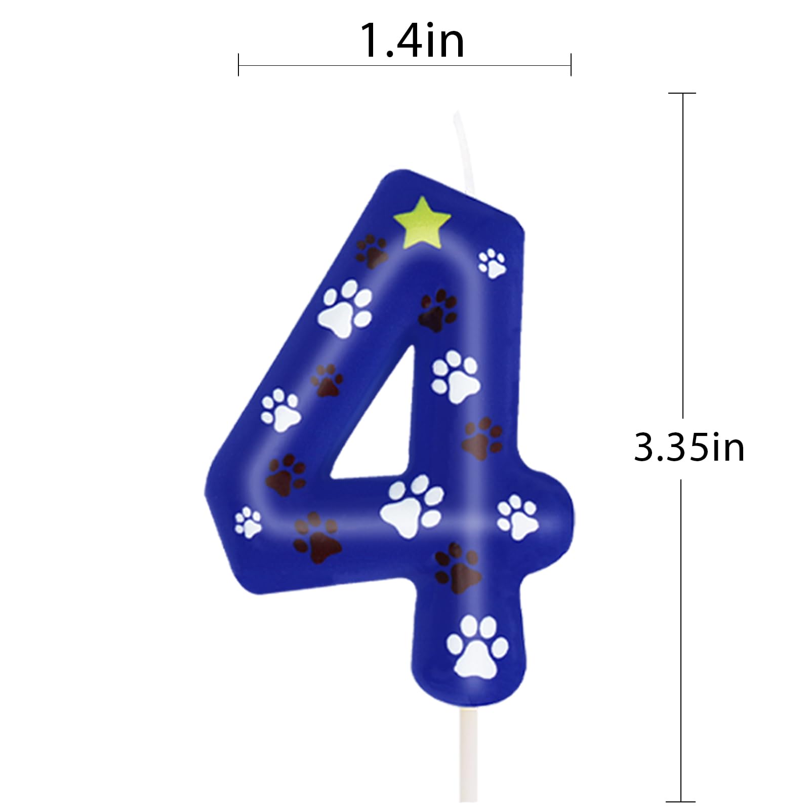 ElekFX Blue Dog Paw Birthday Candles, Number 4 Dog Patrol Birthday Party Supplies, 2.76 inch Paw Cake Topper Decorations, Birthday Decorations for Kids (Number 4)