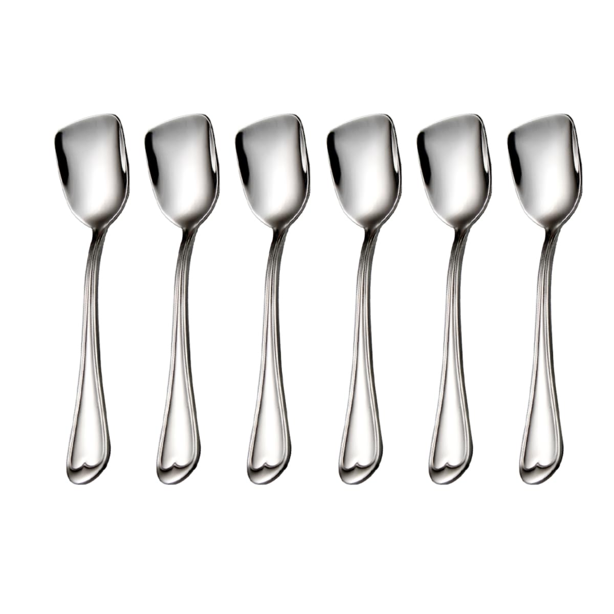 faderic Ice Cream Spoons, Shovel Spoons 6pcs,18/10 Stainless Steel Spoons, Dessert Spoons 6.0-inch, Silver