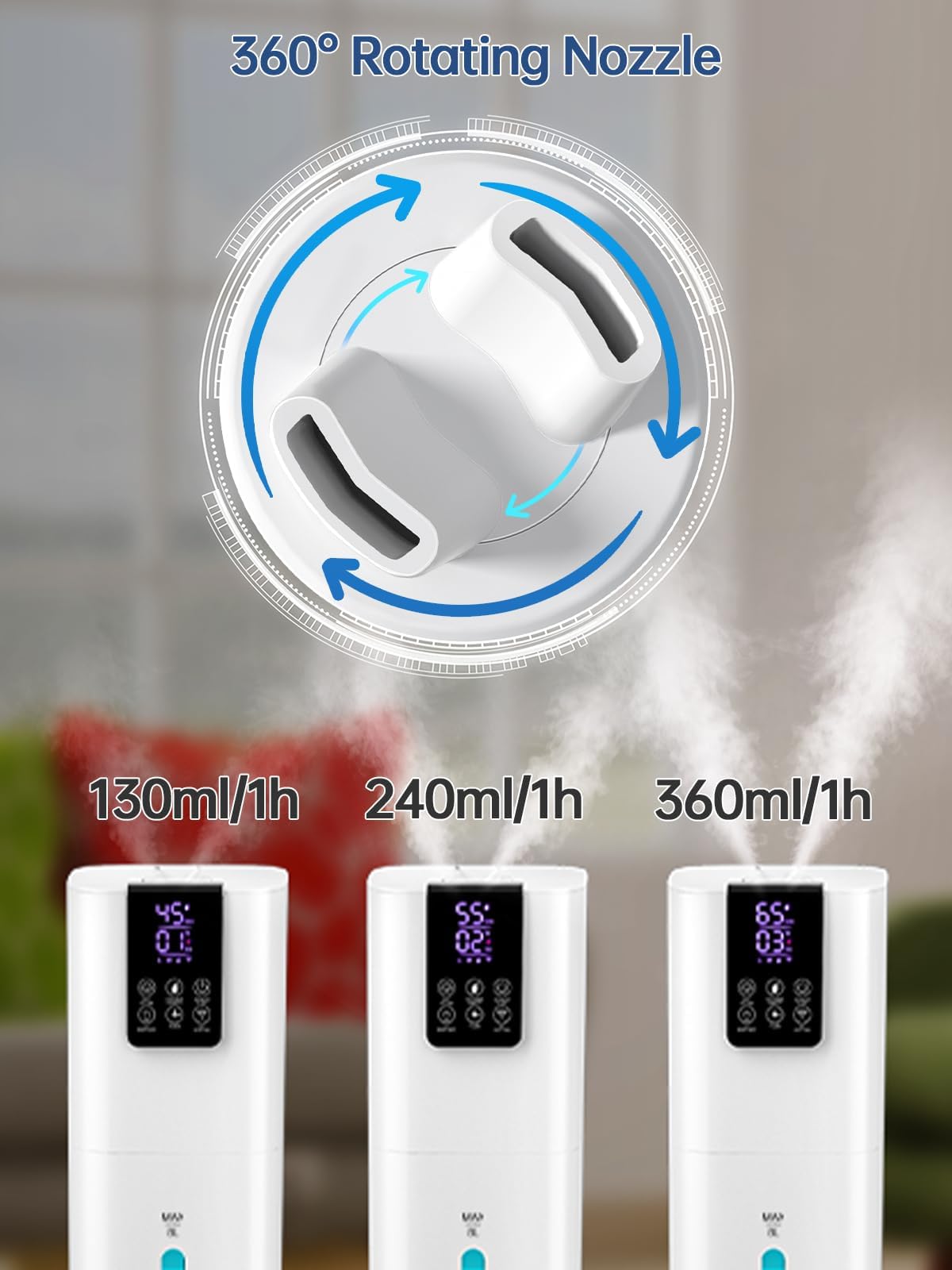 Smart Humidifiers for Bedroom Large Room,(8L) 2.1Gal Cool Mist Top Fill Diffuser Ambient Light, WIFI App & Remote Control, 3 Mist Modes, 12H Timer, 35dB Quiet Humidifier for Home Office Plant