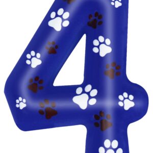 ElekFX Blue Dog Paw Birthday Candles, Number 4 Dog Patrol Birthday Party Supplies, 2.76 inch Paw Cake Topper Decorations, Birthday Decorations for Kids (Number 4)