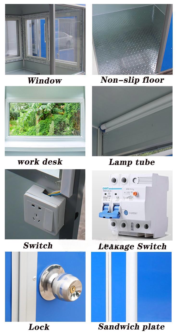 Portable Security Guard Cabin, Outdoor Modern Security Booth with Alarm Light