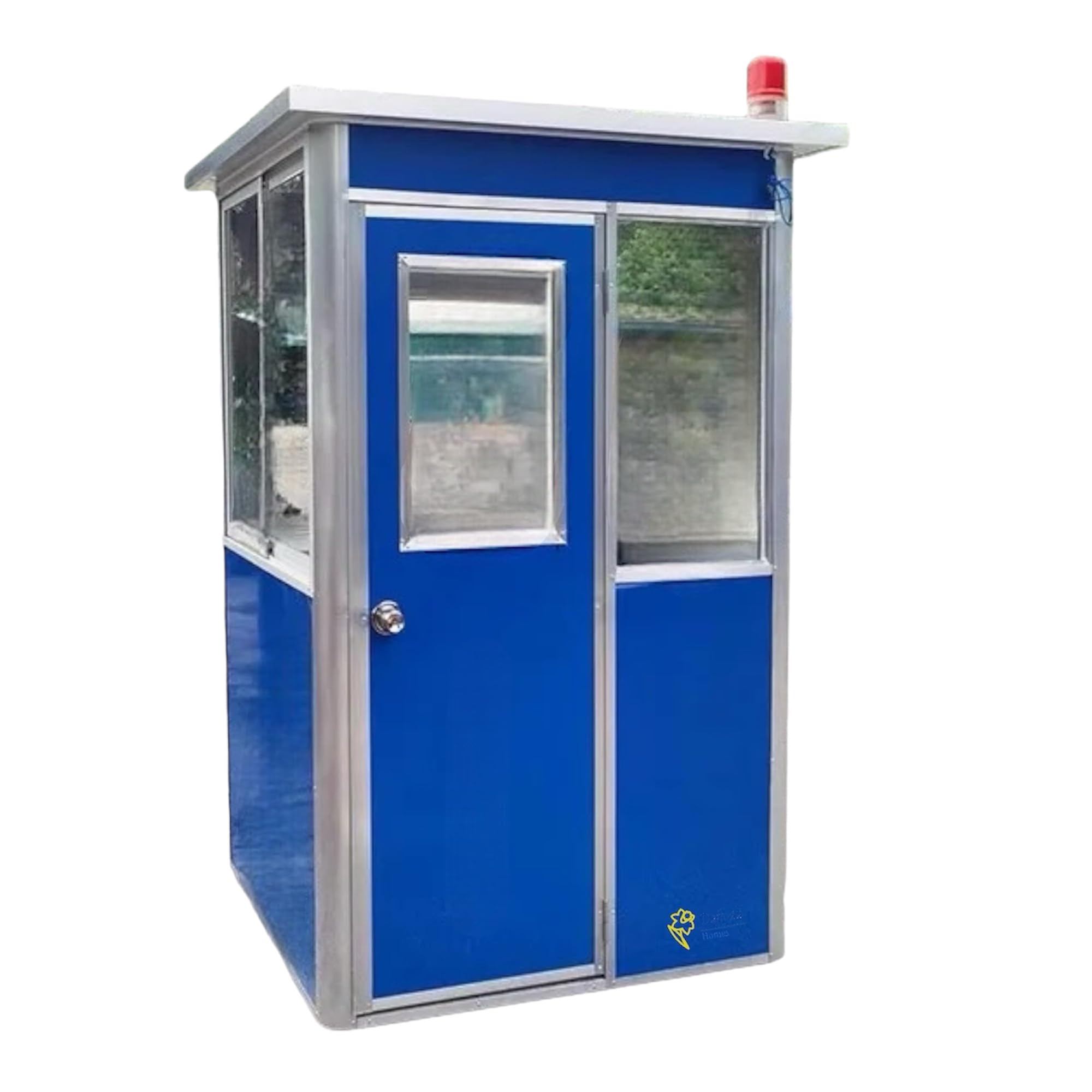 Portable Security Guard Cabin, Outdoor Modern Security Booth with Alarm Light