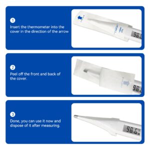 [Value Bundle] Berrcom Digital Thermometer DT101 & Berrcom Disposable Digital Thermometers Probe Covers Set of 100 for Adults and Kids DT100TZ