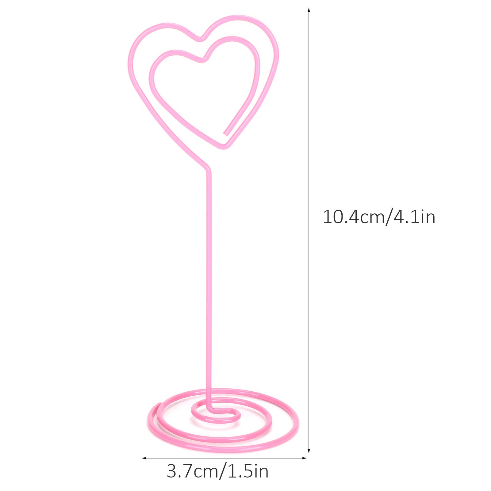 Jwthee 12PCS Table Number Holders, 4.1 Inch Place Card Holders, Photo Holders for Tables, Pink Love Heart Place Card Holder for Wedding Anniversary Birthday Party