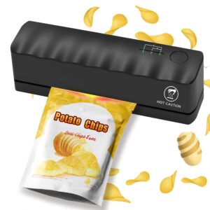 bag sealer mini rechargeable,3000mah heat sealer machine with 5 adjustable gears chip bag resealer,plastic bag sealer for food snack bags storage(black)