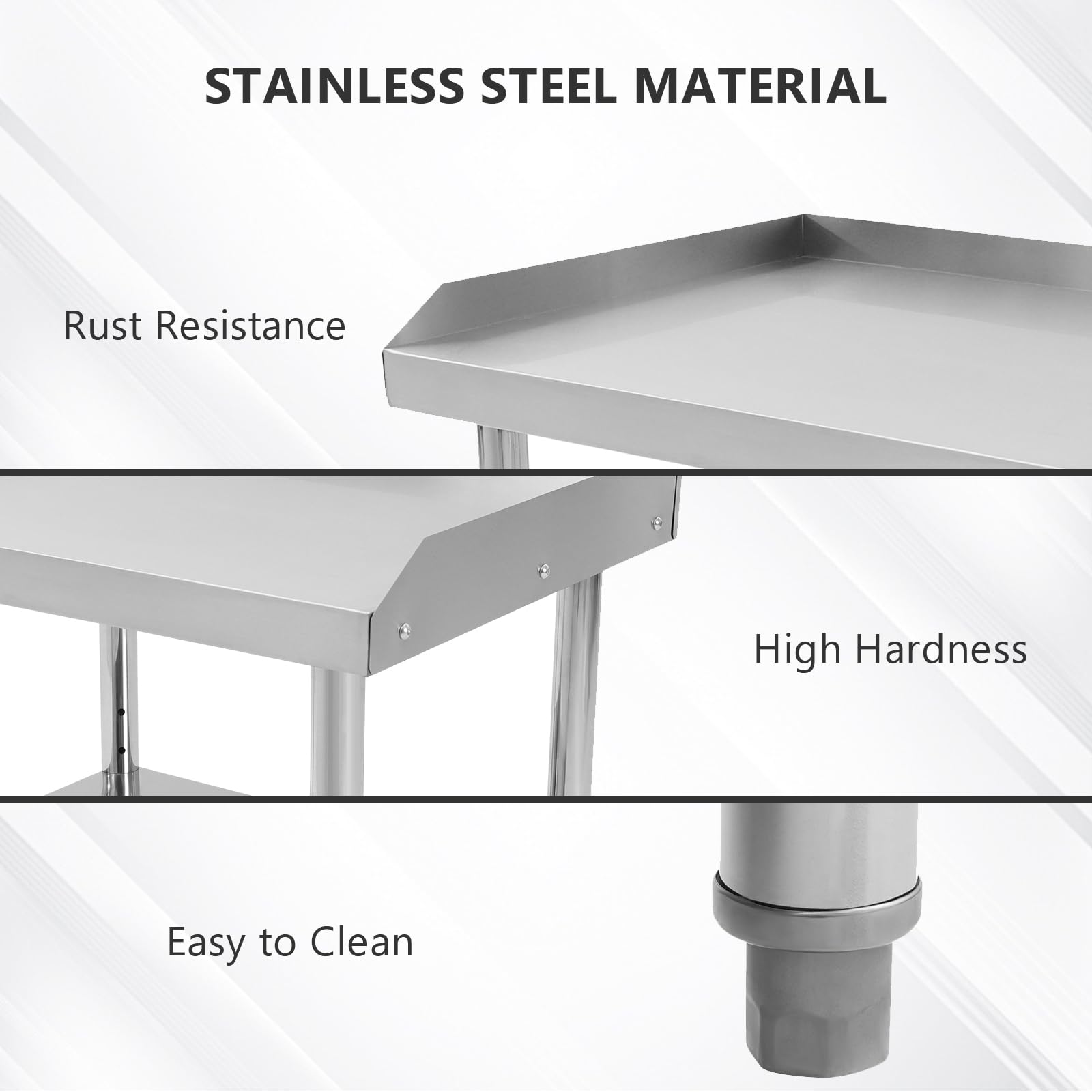 CUBELLIN Work Table 2-Tier Prep Table Stainless Steel Prep Table with Backsplash Shelf Height Adjustable Work Table Commercial Kitchen Work Table for Prep & Work (30x24x26in)