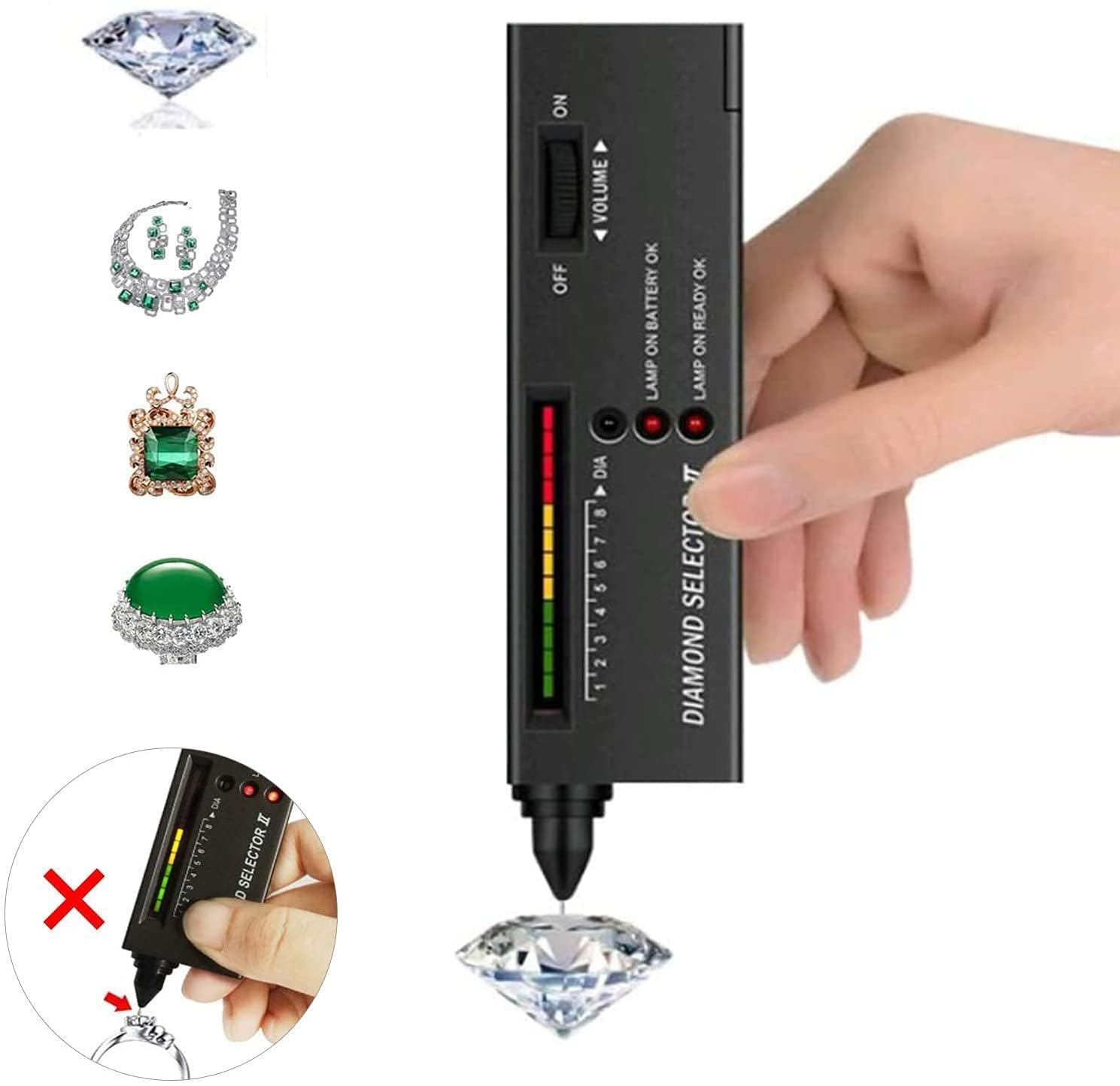 Diamond Tester Pen, Jewelry Diamond Tester with 60X Mini LED Magnifying&40X Full Metal Illuminated Jewelry Loop Magnifier, Thermal Conductivity Meter, Diamond Selector for Novice and Expert