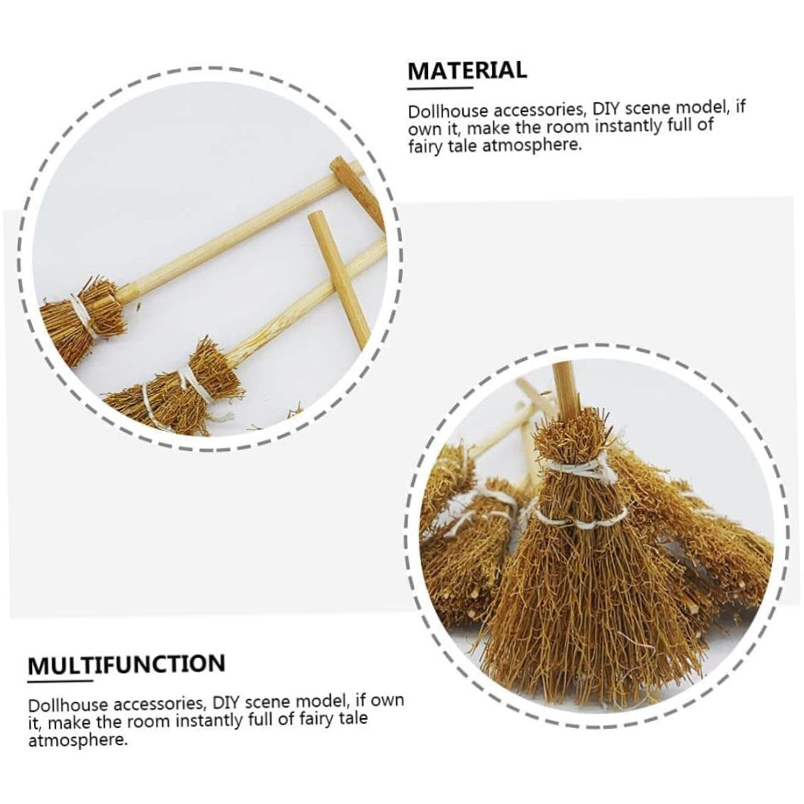 mini brooms Mini Faux Mini Brooms Straw Craft Decorations Halloween Party Witch Accessories 8 Pieces