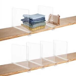 lemecima 6 pack clear acrylic shelf dividers, closets shelf and closet separator for organization in bedroom, kitchen and office shelves