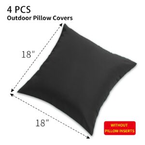 SUSIE'S GARDEN Outdoor Waterproof Throw Pillow Covers 18x18 Set of 2 Decorative Black Patio Furniture Cushion Covers Outside Decor for Couch Garden Bench Tent Balcony Sofa