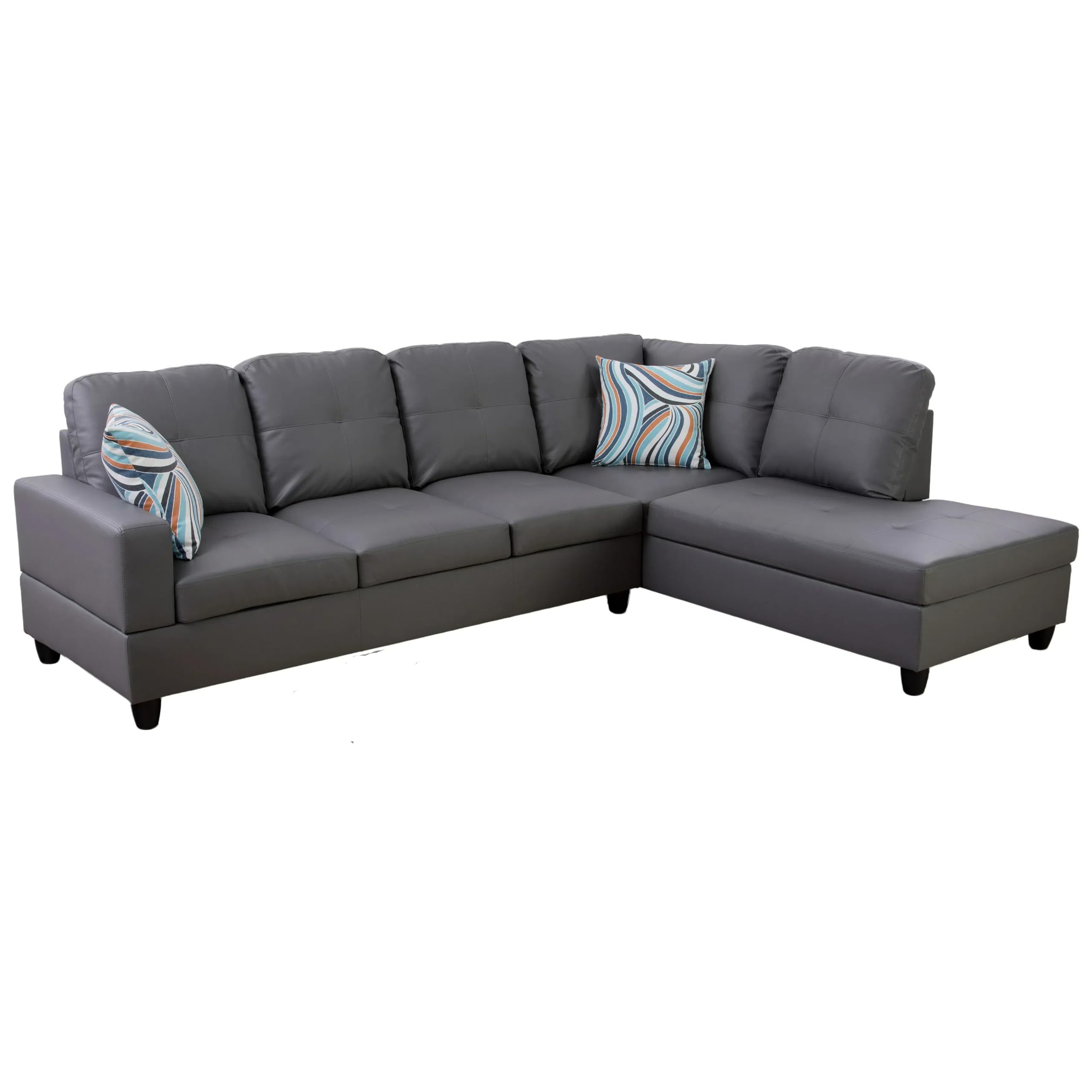 NicBex MZX-Niki-SF-00331-LWJ Sectional, Right Chaise, Dark Grey