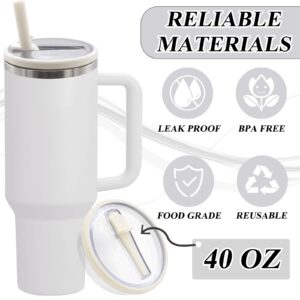 2 Pack 40oz Tumbler Lid Compatible with Stanley Cup 40 oz Tumbler Flip Straw Lid Replacement Fit for Stanley Quencher Leak-Proof Splash Resistant Reusable Tumbler Cover (White)