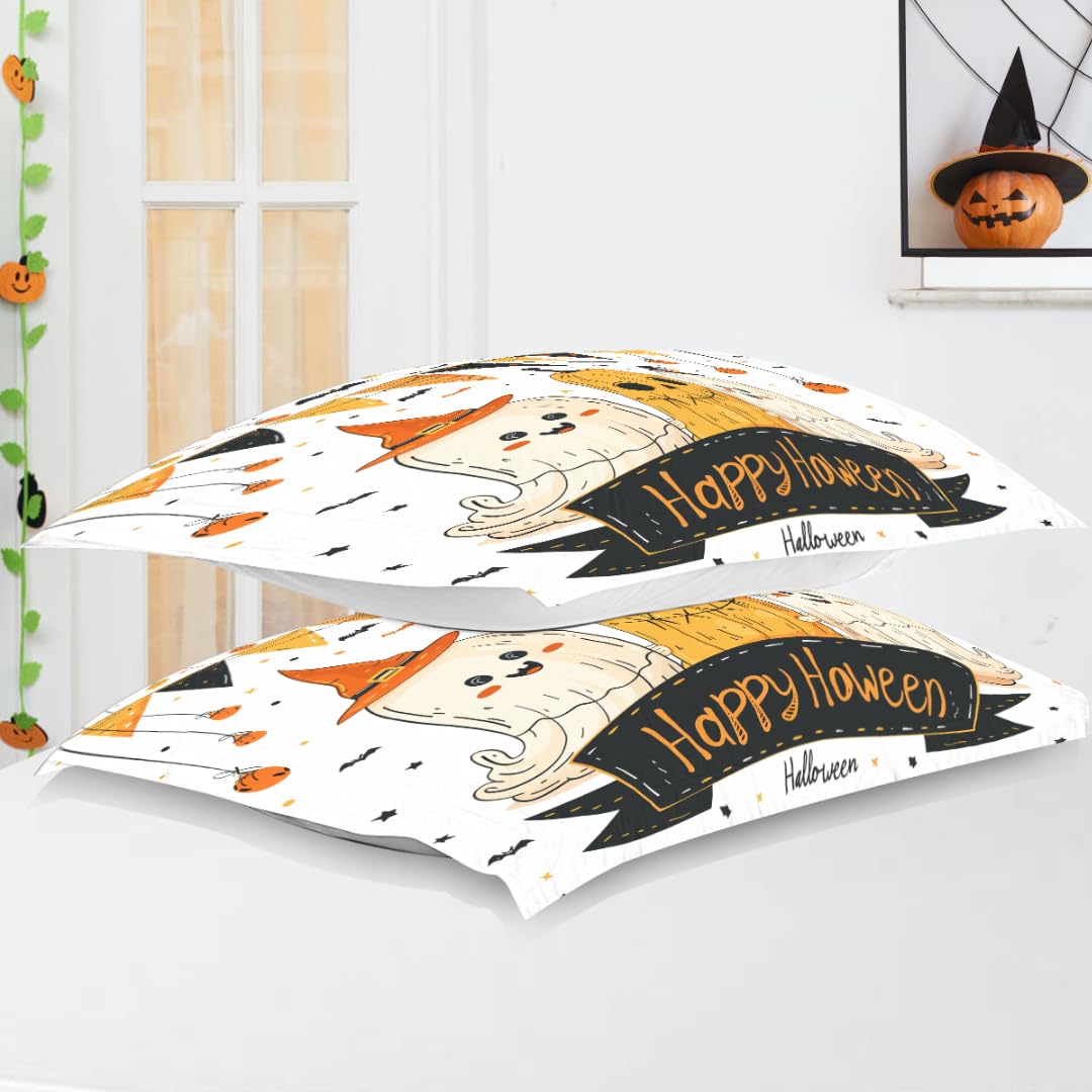 DiuuDi Halloween Duvet Cover King Size 3D Printed White Background Duvet Cover Set Halloween Pumpkin Ghost Spider Web Festival Gift Comforter Cover Cozy Quilt Cover with 2 Pillowcases