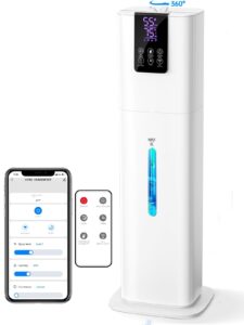 smart humidifiers for bedroom large room,(8l) 2.1gal cool mist top fill diffuser ambient light, wifi app & remote control, 3 mist modes, 12h timer, 35db quiet humidifier for home office plant