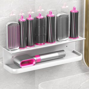 Lumclaw Hairdryer Holder Wall Mount Suitable For Dyson Airwrap Shelf Dryer And Hair Curler Holder Storage Rack Bathroom Organizer