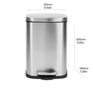 TARUNMO Bathroom Trash Can with Lid, 5L/1.3 Gal Stainless Steel Small Trash Can with Lid for Bathroom, Step On, Soft Close, Fingerprint Resistant