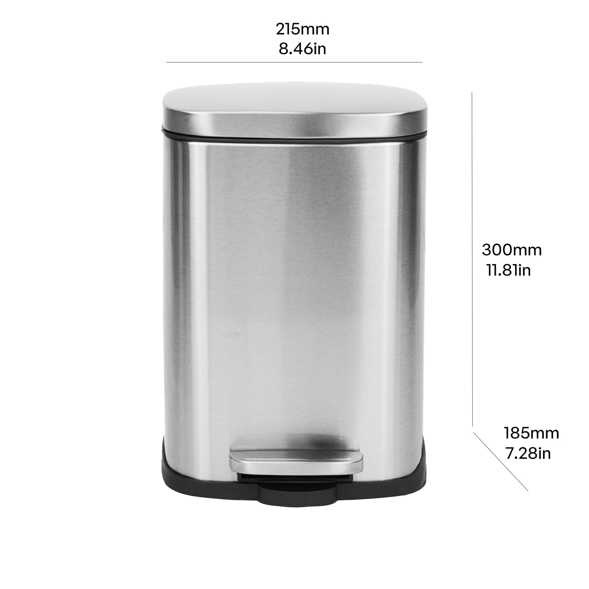 TARUNMO Bathroom Trash Can with Lid, 5L/1.3 Gal Stainless Steel Small Trash Can with Lid for Bathroom, Step On, Soft Close, Fingerprint Resistant