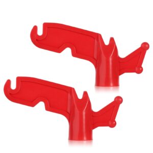 2pcs plastic utility hook, extension pole hanger attachments telescoping pole boat pole accessories threaded poles screw-on pole adapter for hanging halloween christmas light(red)