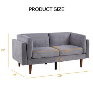 EBELLO Futon Sofa Bed, Soft Chenille Sleeper Loveseat Sofa, Mid Century Modern Futon Couch, Small Sofa Couch for Small Space Living Room, Grey