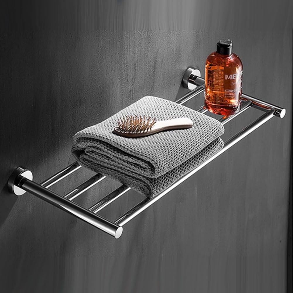 Bathroom Towel Rack, Hotel Style Towel Racks for Bathroom Wall Mounted, Modern Towel Bar Rack 23.6 Inch, 2-Tier Towel Shelves, Chrome