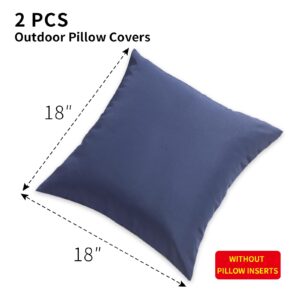 SUSIE'S GARDEN Outdoor Waterproof Throw Pillow Covers 18x18 Set of 2 Decorative Navy Patio Furniture Cushion Covers Outside Decor for Couch Garden Bench Tent Balcony Sofa