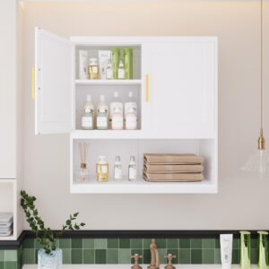 gaious metal bathroom wall cabinet, over toilet storage white with open shelf, wall mounted medicine cabinet with 2 doors and adjustable shelves, floor cupboard for kitchen bedroom living dining room