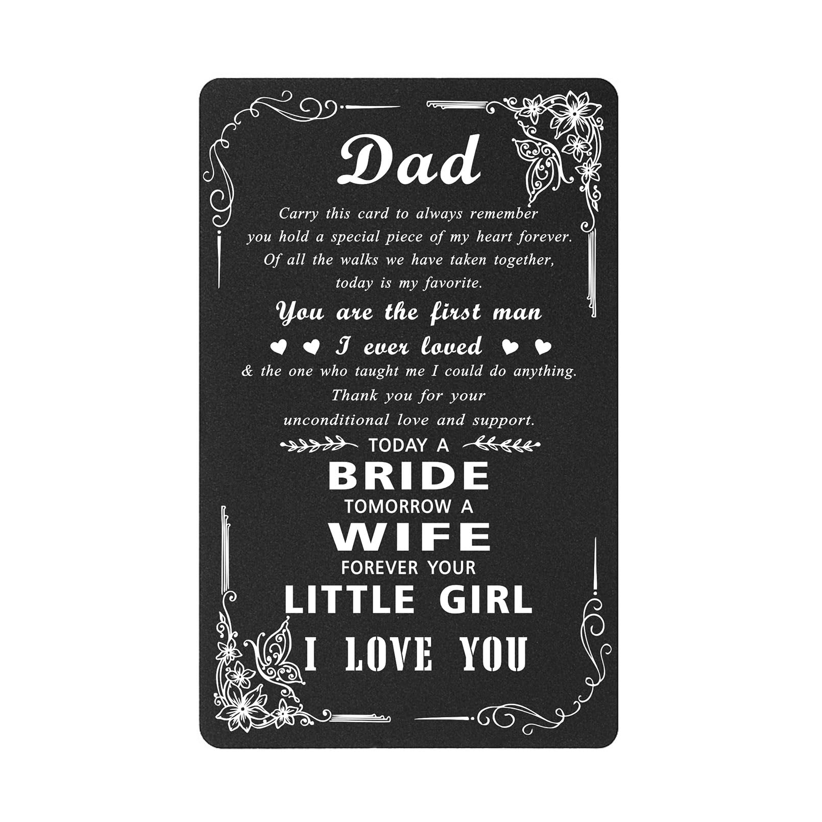 Richesele Father of the Bride Gifts - Dad Wedding Gift from Bride Daughter - Engraved Wallet Card for Dad from Bride - Bridal Shower Gifts to Dad