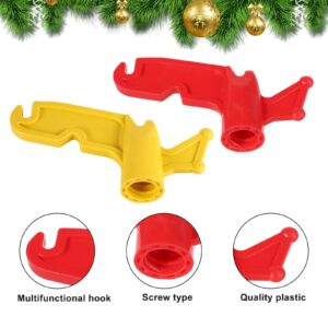 4pcs Plastic Utility Hook, 3/4" Threaded Extension Pole Attachments Multi-Purpose Screw on Christmas Light Installation Tools Acme Pole Head for String Lights (4 Colors)