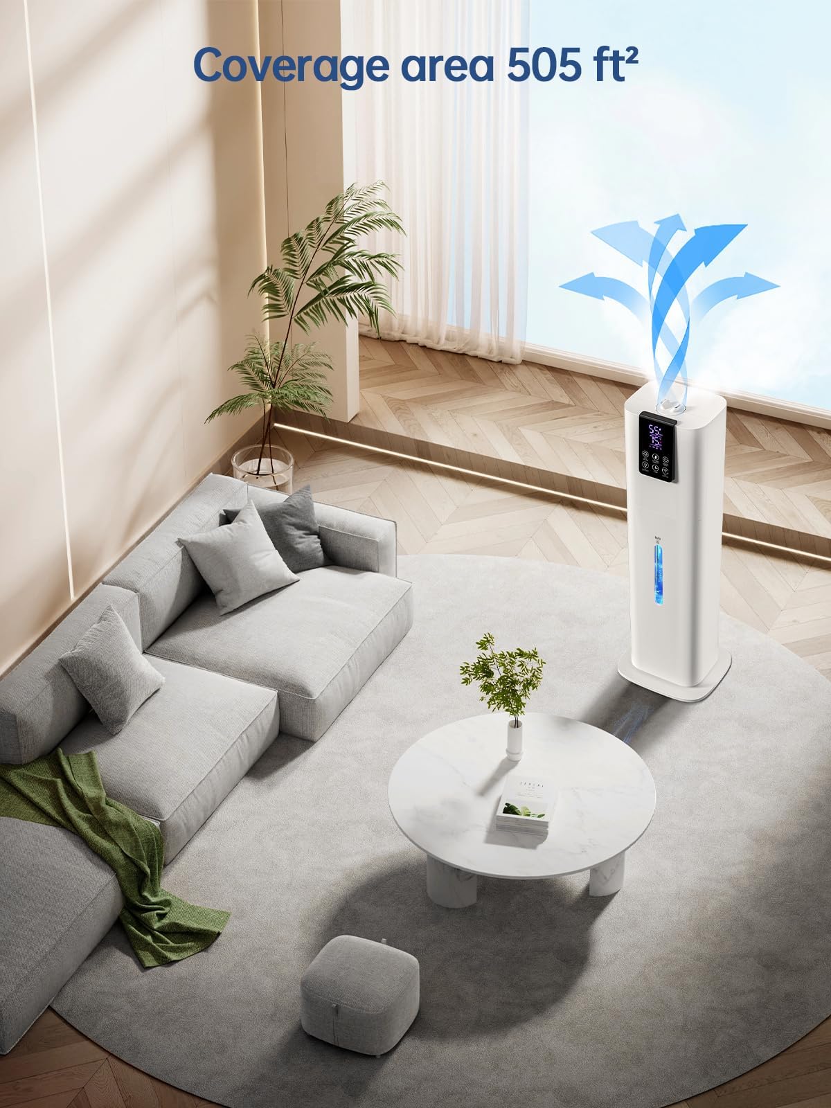 Smart Humidifiers for Bedroom Large Room,(8L) 2.1Gal Cool Mist Top Fill Diffuser Ambient Light, WIFI App & Remote Control, 3 Mist Modes, 12H Timer, 35dB Quiet Humidifier for Home Office Plant