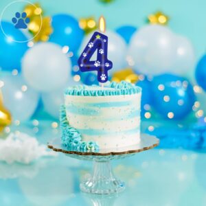 ElekFX Blue Dog Paw Birthday Candles, Number 4 Dog Patrol Birthday Party Supplies, 2.76 inch Paw Cake Topper Decorations, Birthday Decorations for Kids (Number 4)