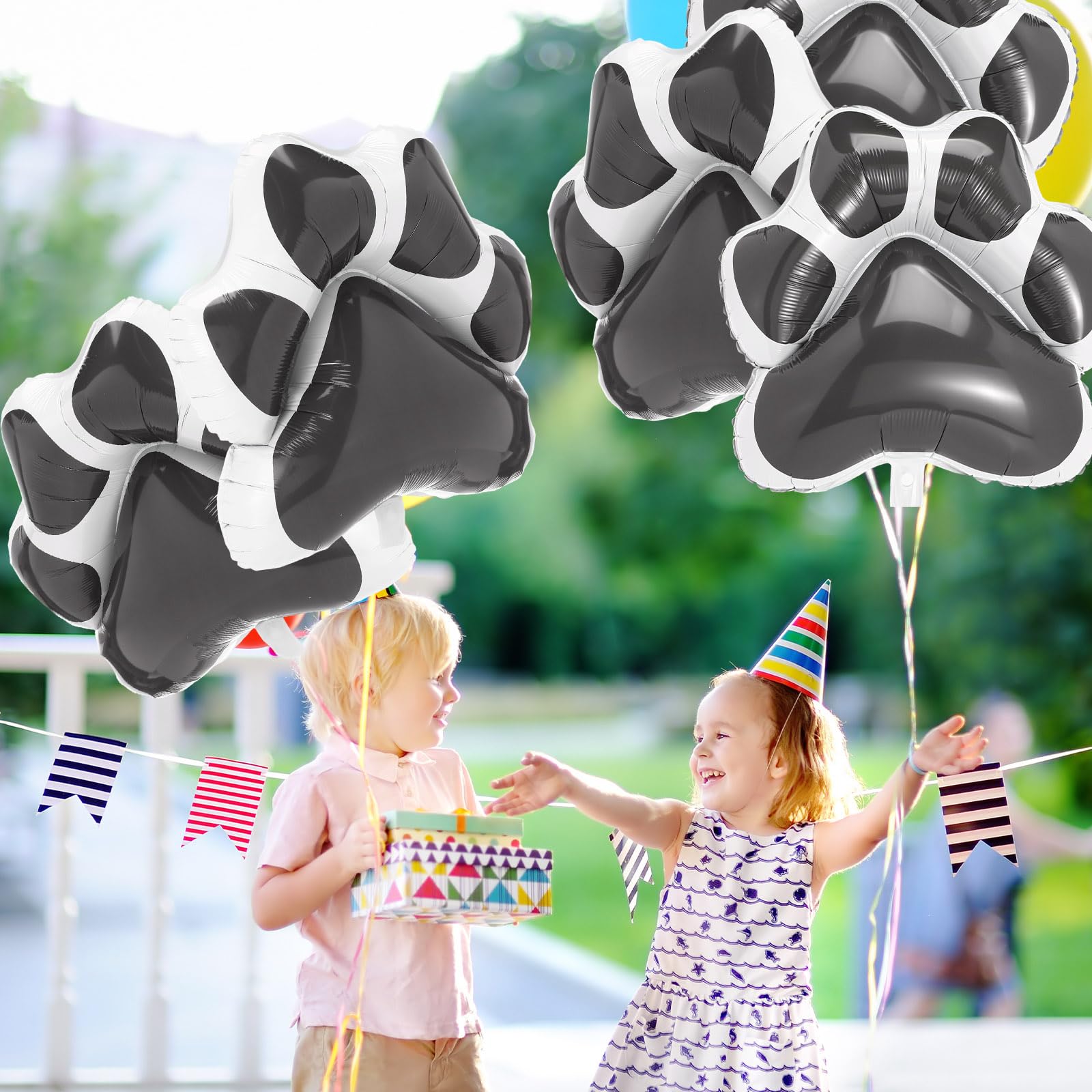 Hungdao 9 Pcs 28 x 26 Inch Dog Paw Balloons Paw Print Foil Balloons Large Puppy Birthday Party Supplies Balloons for Baby Shower Pets Dog Themed Party Decorations (Grey)