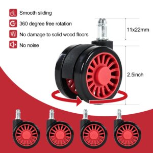 Frassie Gaming Chair Base Replacement with 5 Casters, Nylon Heavy Duty Desk Office Chair Wheel Base Part (Red)