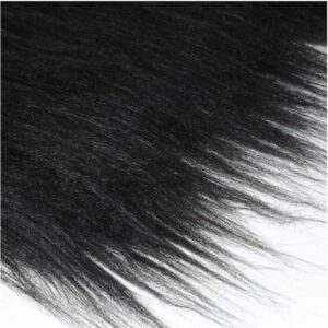 Faux Fur Fabric 2PCS Fake Fur Plush Fabric Precut Strips Fluffy Fuzzy Craft Fur for Gnomes Beard Hair Decoration (Black)