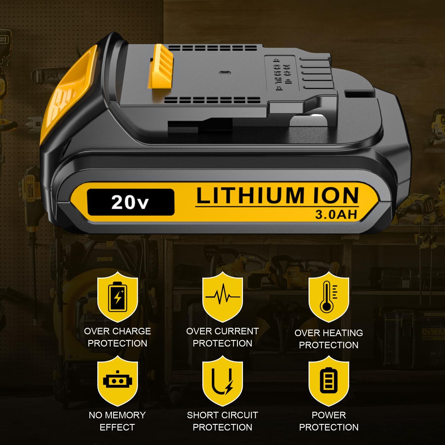 Simple Plus+ 4Packs 20V 3.0Ah Replacement Battery for Dewalt 20V Compatible with Dewalt DCB200 DCB205 DCB206 DCD DCF DCG Series Cordless Power Tools