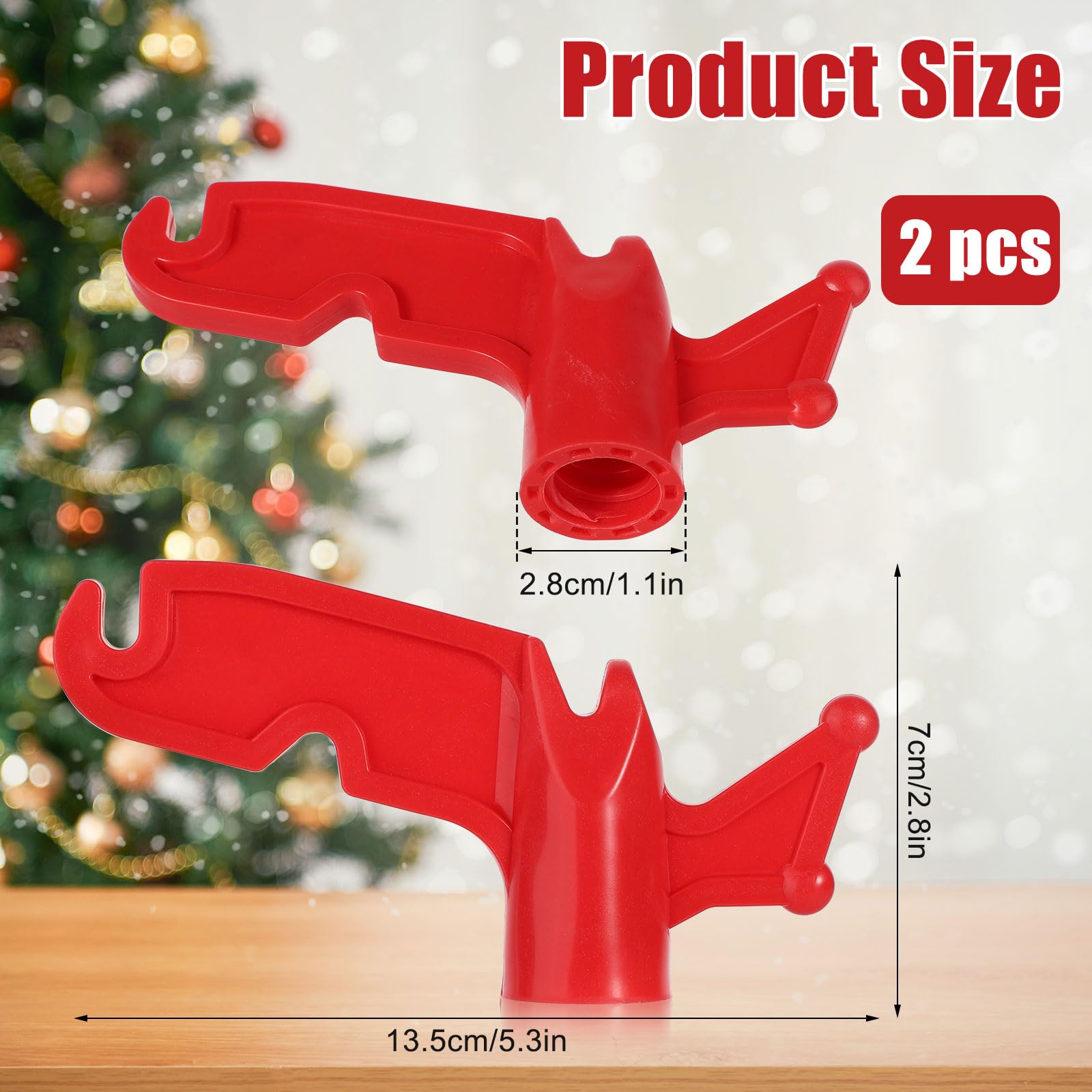 2pcs Plastic Utility Hook, Extension Pole Hanger Attachments Telescoping Pole Boat Pole Accessories Threaded Poles Screw-On Pole Adapter for Hanging Halloween Christmas Light(Red)