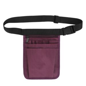 nurse utility waist organizer, nylon multi,functional large capacity fanny pack for medical professionals, ideal for stethoscopes, scissors, and more, black (purple)