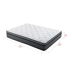 LegacyAmerhome Twin Mattress, 8 inch Twin Size Hybrid Mattresses in a Box with Cool Gel Memory Foam, Pocket Springs for Motion Isolation, Medium Firm Matress, CertiPUR-US, 100-Night Trial, 39"x75"x8"