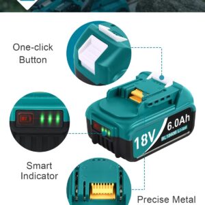 Twupixy Battery for Makita 18V Battery 6.0Ah, 4Pack Replacement Batteries Compatible with Makita 18 Volts Battery BL1860 BL1820 1830B 1840B 1850B, Fit with Original Makita 18V Battery Chargers Blue