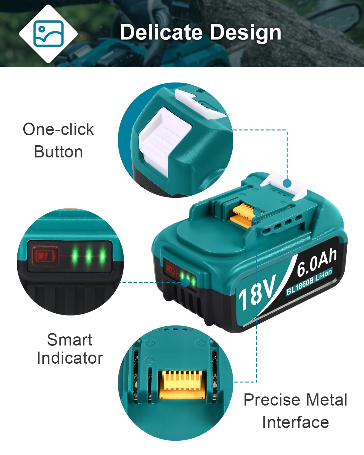 Twupixy Battery for Makita 18V Battery 6.0Ah, 4Pack Replacement Batteries Compatible with Makita 18 Volts Battery BL1860 BL1820 1830B 1840B 1850B, Fit with Original Makita 18V Battery Chargers Blue